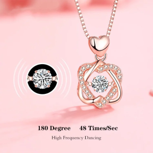 Shining Hexagram Necklace Womens 925 Silver Rose Gold Plated Pendant Clavicle Chain Heart Necklace Pendant
