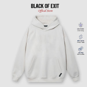 Áo hoodie nỉ bông BLACK OF EXIT Trơn Basic nam nữ form rộng thu đông Local Brand