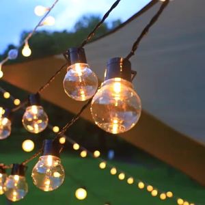 ไฟสายกลางแจ้ง LED ไฟลูกกลม ไฟสายไฟ ไฟบรรยากาศสำหรับตั้งแคมป์ G50 หลอดไฟกันน้ำสำหรับระเบียงหลากสี