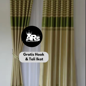 GORDEN JENDELA PINTU SMOKRING 10 ring Minimalis garis garis Promo Murah-mewag bagus Gordeng jendela Panjang dan Gorden Pintu Kamar