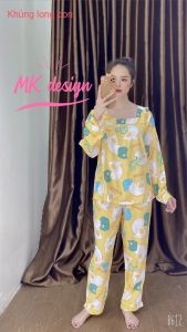 Đồ bộ tole nữ mặc nhà kiểu tiểu thư MKDesign tay dài quần dài cổ vuông (36-65kg) Chất vải tole (lanh) siêu mịn thoáng mát tặng kèm cột tóc xinh 10k