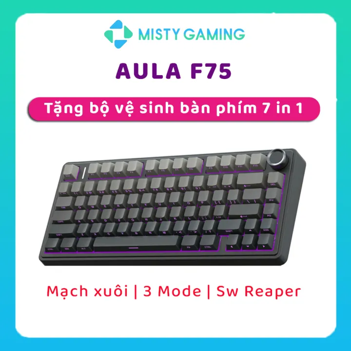 [Quà Tặng bộ vs bàn phím 7 in 1]Bàn phím cơ AULA F75 mạch xuôi 3 Mode 4000 maH - Full key hotswappable - 75% - BH 12T | BigBuy360 - bigbuy360.vn