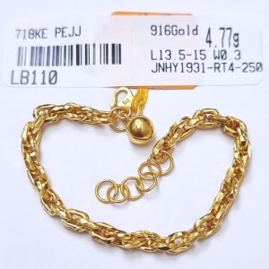 JIN JING RANTAI TANGAN SAUH BUDAK(HOLLOW) EMAS 916 TULEN 4.61g/4.77g