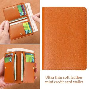 WCYC Super  Card Bag Folding Leather Credit Card Holder Multifunctional Soft Card Wallet Men Women