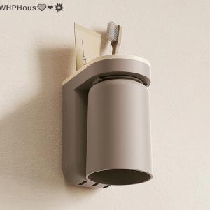 WP💓💛💖 Multifunctional Toothbrush Rack Punch-free Wall-mounted Mouthwash Cup Toothbrush Cup Bathroom Storage Shelf Holder Accessories