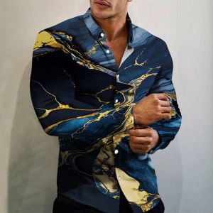 ZEEMIN  Mens Shirt Colorful Patterns 3d Print Long Sleeve Shirts Autumn Casual Man Clothing Luxury High Quality Oversized Shirt For Men