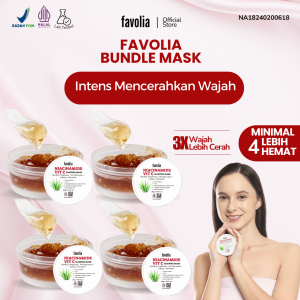 FAVOLIA Bundle 2 Mugwort Clay Mask 30gr + 2 Niacinamide Vit C Sleeping Mask 30gr - Masker Wajah untuk Mengatasi Jerawat Mencerahkan & Melembapkan | Halal & Teruji Lab Beli 4 Lebih Hemat