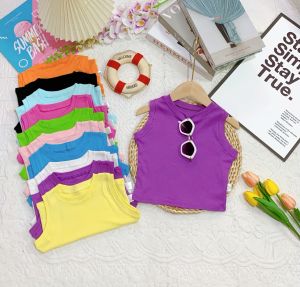 Áo Croptop Bé Gái Áo Sát Nách Cho Bé thun zip cotton siêu mềm mát co giãn tốt cho bé 07-26kg