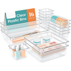 16 PCS/25 PCS Drawer Combinations Storage Boxes Multiple Specifications Can Be Freely Combined Save space and Durable