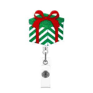 MAOMEI Acrylic Christmas Badge Reel Santa Claus Snowman Elk ID Card Holder Office Supplies Cartoon Retractable Badge Holder Doctor Student