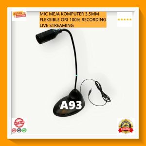 A93 Microphone meja MULTI MEDIA ORI 100% konomis MIK TABLE MX DESKTOP KOMPUTER LIVE STREAMING RECORD RECORDING REKAMAN SUARA AUDIO SOUND VOICE FELXSIBLE RECORDER ON OFF SAKLAR KABEL 1 METER 3.5MM  . Ideal untuk Zoom Streaming ataupun untuk voice recorde
