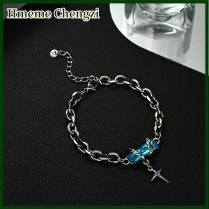 Hmeme Fashion Exquisite Zircon Star Charm For Women Men Punk Style Star Color Chain Adjustable Bracelet Jewelry Accessories