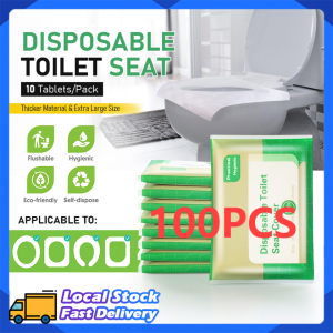 【SG SELLER】100pcs/Disposable Toilet Seat Cover Waterproof Flushable Travel Toilet Seat Cover Paper Soft Comfy Hygiene Toilet Mat Travel Home Hotel Portable