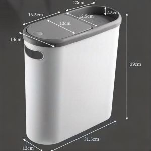YESMILE có nắp đậy Thùng rác gia đình 10L Loại máy ép Khe hẹp  Thùng rác phòng tắm Thẩm mỹ Liền mạch Thùng rác phòng khách Nhà bếp nhà vệ sinh