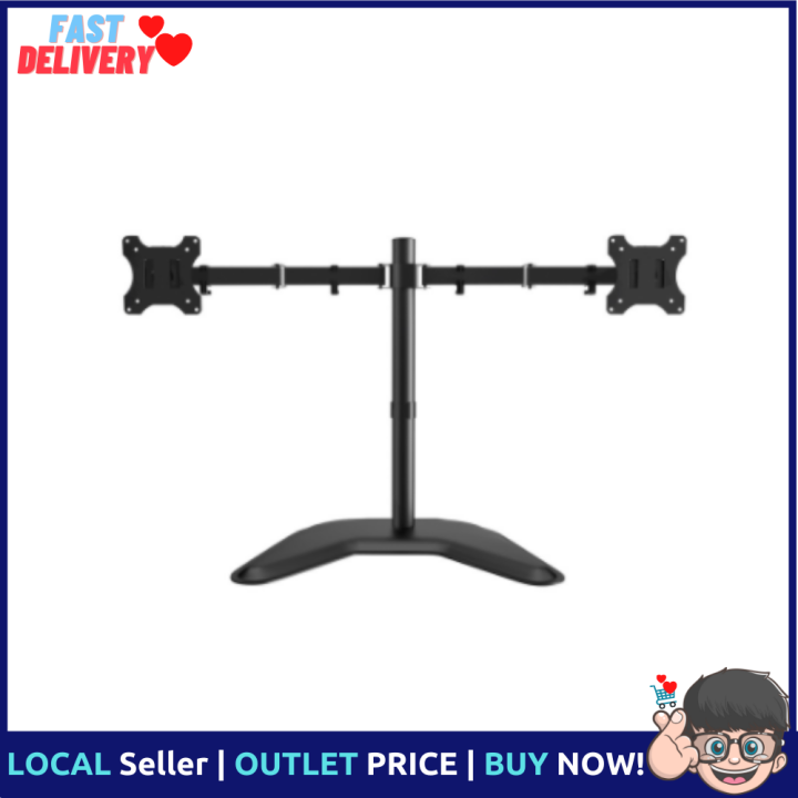 Shoptings Full Motion Dual Monitor FreeStanding Desk Stand VESA Mount with Articulating Double