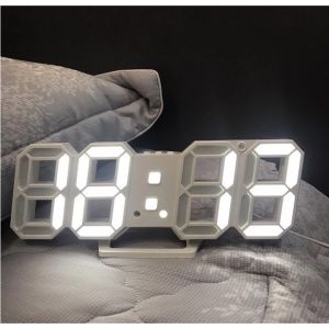 Đồng Hồ LED 3D Để Bàn Treo Tường Thông Minh Smart Clock Với Chức Năng Báo Thức Nhiệt Độ Thời gian- Màu Trắng không bao gồm adapter nguồn