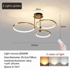 COD New Living room chandelier bedroom lamp golden round Nordic dining room household ceiling light