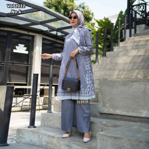 NMR Setelan Celana Kulot Tunik Katun Paris Plisket Vol 2022-6 ( Inc Hijab)