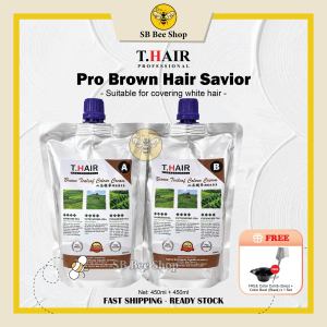 T.Hair Black / Brown Hair Savior 450mlx2 - FREE Color Comb (Grey) + Color Bowl (Black) x 1 Set (Cover Grey Hair)