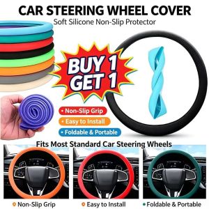 Buy 1 get 1 Car Steering Wheel Cover Universal Elastic Texture Soft And Multi-color Steering Wheel Cover
