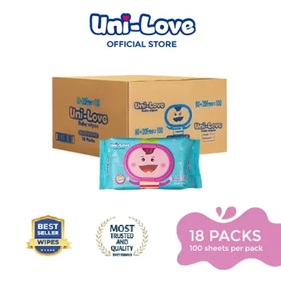 UniLove Unscented Baby 100s Pack of 18 (1 Case)