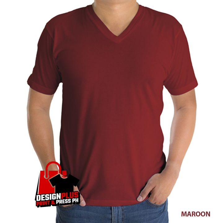 v neck t shirt maroon