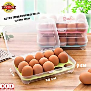 (BISA COD) PROMO Kotak Telur Portablel / Egg Box / Tempat Penyimpanan Telur Serbaguna / Box Telor 15 Lubang