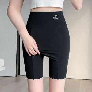 กางเกงเลกกิ้งผ้าไหมน้ำแข็งฤดูร้อนแบบไร้ตะเข็บระบายอากาศ เสริมเป้า สำหรับผู้หญิง กระชับสัดส่วน ป้องกันการสัมผัส
