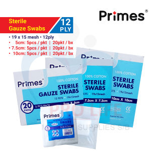 Aros / Primes Sterile Gauze Swabs 12 PLYS 19 x 15 mesh 100% Cotton gauze ( 5cm/7.5cm/10 cm)
