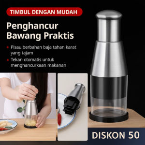 🍴 Auto Rebound Hand-Slap Multi-Functional Garlic Press Chopper With Food-Grade Stainless Steel Blade & Brake - 3-Second Quick Cut Kitchenware