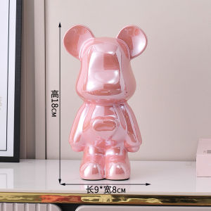 28CM กระปุกออมสิน หมีรุนแรงขนาดใหญ่เครื่องประดับหมี รูปการ์ตูน สำหรับตกแต่งบ้านห้องนั่งเล่นตุ๊กตาสูง กระปุกออมสินหมี ชุบเซรามิค piggy bank