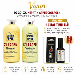 Combo Gội Xả Keratin Apple Collagen Professional 2000ml Dành Cho Salon Tóc Spa Chuyên Nghiệp