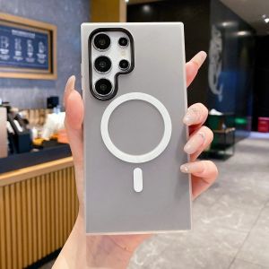 Ốp lưng điện thoại silicon mềm Magsafe màu kẹo sang trọng dành cho Samsung Galaxy S25 Edge S24 FE S23 S22 Plus Ultra S 25 24 23 22 Ultra có sạc không dây từ tính case