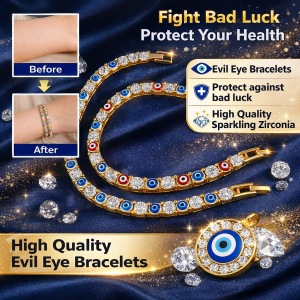 Evil Eye Zircon Geometric Bracelet Lucky Blue Eyes Charm Bracelet Evil Eye Bracelet Blessed Evil Eye Bracelet