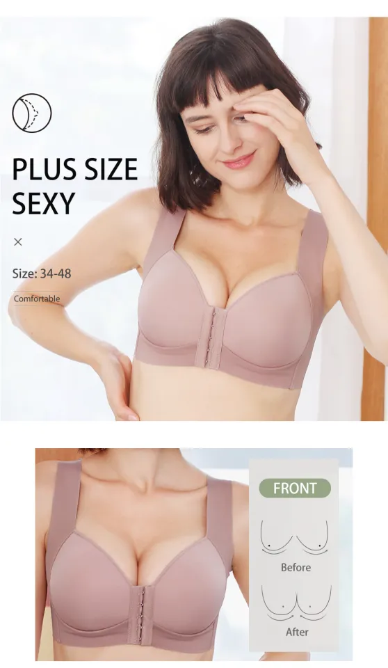 Women Bras - Plus Size Front Closure Elastic Push Up Comfortable