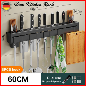 60CM Knife Holder Knife Rack Wall Mounted Kitchen Organizer Stainless Steel Hanging Knife Organizer