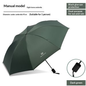 Mettle Vault Manual Eight-Bone UV Sun Protection Rain Or Shine Dual-Use Umbrella Steel Rib Thickened NC Fabric Tri-Fold Portable Design