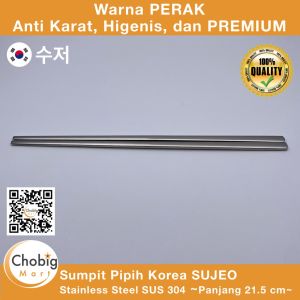 CHOBIG Sumpit Pipih Korea Sujeo Stainless Steel PREMIUM SUS 304 Flat Chopstick Cutlery