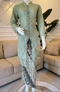 Setelan kebaya Tunik Kancing payet Rok Plisket bahan Brokat full puring terlaris