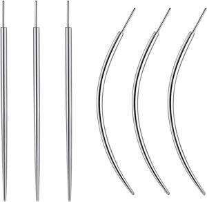 G23 Titanium Threadless Piercing Taper 16G/18G/20G Flat Back Earring Applicator Tool Insertion Pin for Push In Nose Lip Ear Tragus Helix Body Piercing Jewelry Stretcher Assistant Tool