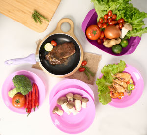 PASTELA PAN 20 CM WITH SERVING SET OF 7 PCS LILAC