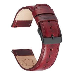 Dây đồng hồ da bò sáp nhập khẩu cao cấp size 20mm và 22mm kèm chốt thông minhđường chỉ may đềuchắc chắn