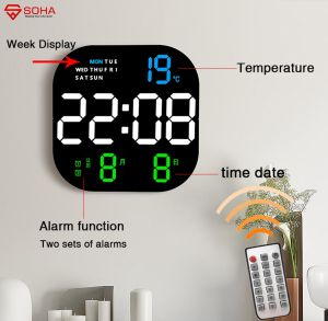 SOHA JD-6633 Jam Dinding LED Besar Bisa Timer Countdown Digital LED Free Remote Control