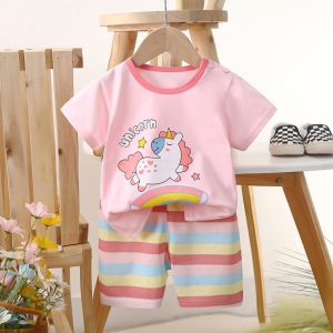 Summer Fashionable Soft Cotton T-shirt Paired With Shorts Set Suitable For Infants And Toddlers Aged 0-2 Boys And Girls