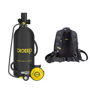 DIDEEP 3L Capacity Scuba Tank Set with Double Shoulder Clip Support About 35-50 Minutes Underwater Breathing Time for Free DivingEmergency Rescue