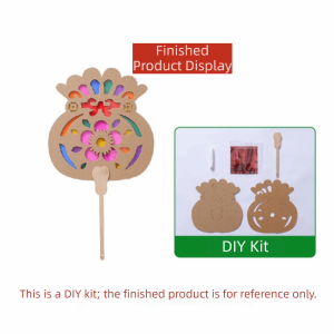 OKDEALS01 Handmade Light and Shadow Fan DIY Material Kit Eco-friendly Cardboard Fan Funny Color Enlightenment Mid-Autumn Festival Fan Home Decoration