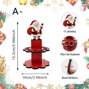 SEKINEW 10 lỗ Hộp đựng tiền mừng Giáng sinh Đồ trang trí lễ hội Gỗ Máy rút tiền Hươu Trang trí Quà Giáng sinh Lễ kỷ niệm năm mới