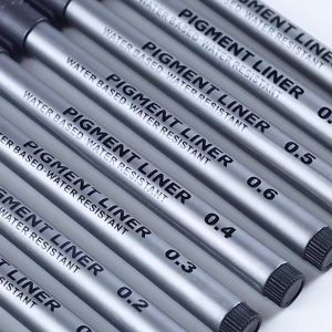 5Pcs Professional Fineliner Pen Set Water-Based Black Ink Liner Pens for Drawing Sketching