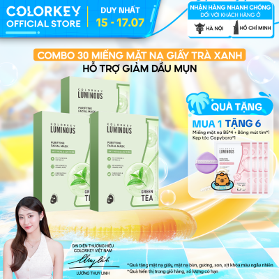 Combo 3 Hộp Mặt Nạ Trà Xanh COLORKEY LUMINOUS Hỗ Trợ Cấp Ẩm Và Hỗ Trợ Giảm Dầu (10 miếng/hộp)