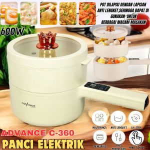 TERBARU! ADVANCE Panci Listrik SERBAGUNA C-350 Panci Penggorengan Keramik ANTI LENGKET Free Steamer Mengukus | Advance C-350 Panci ELKTRIK Multifungsi 1.8L Panci  Fry Pan Electric / Kompor listrik Pintar Cocok Untuk Kakak Yang Masak Tanpa Ribet~PLS